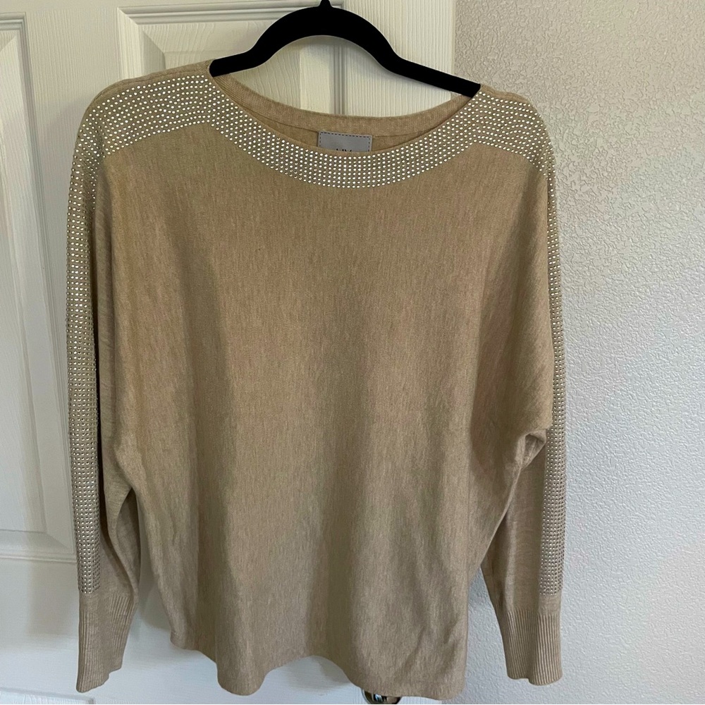 Liv Milano - Tan Rhinestone Studded Sweater - Size Medium - Excellent condition